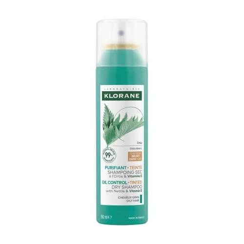 KLORANE sausas šampūnas su dilgėlėmis, tamsiems plaukams, 150 ml -  
