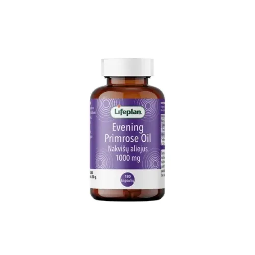 Product image of LIFEPLAN nakvišų aliejus EVENING PRIMROSE OIL, 1g kaps., N180