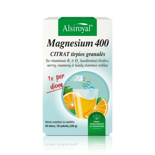 ALSIROYAL tirpios granulės MAGNESIUM 400 CITRAT, N20 -  