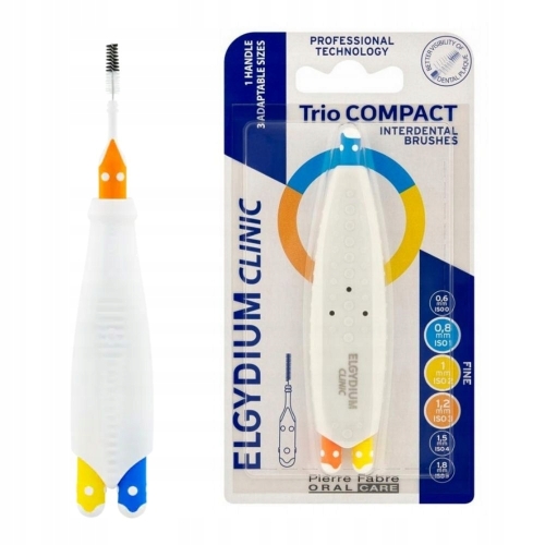 ELGYDIUM CLINIC tarpdančių šepetėliai Trio COMPACT 123, 3vnt.