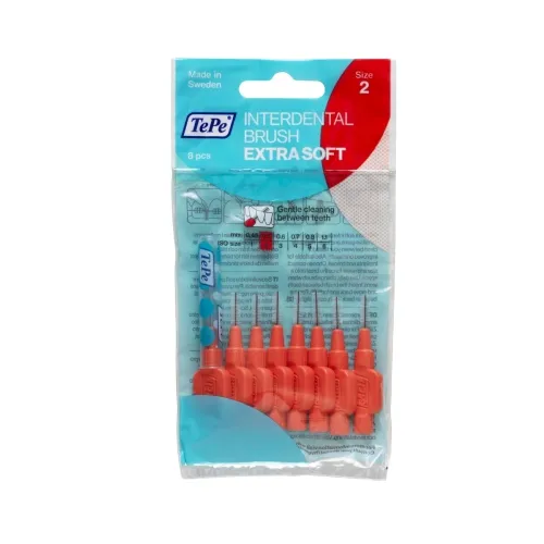TEPE tarpdančių šepetėliai 0.5mm EXTRA SOFT SIZE 2, raudoni, N8