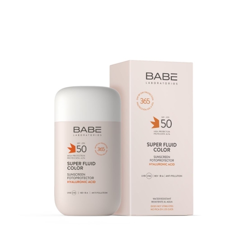Product image of BABÉ apsauginė emulsija veidui, su spalva SUPER FLUID SPF50, 50ml