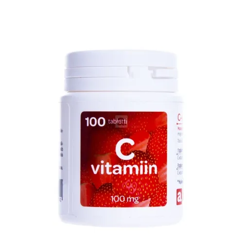 APOTHEKA Vitaminas C 100 mg, braškių skonio, 100 kramtomųjų tablečių -  
