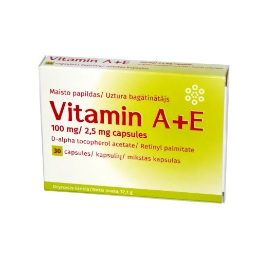 Vitamin A+E, 67 mg/ 750 µg kapsulės N30