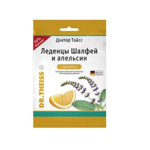 Product image of DR. THEISS šalavijų ledinukai, apelsinų skonio, su vitaminu C, 75g