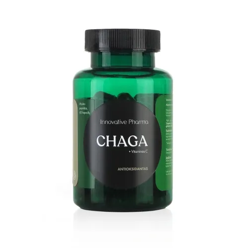 Product image of INNOVATIVE PHARMA CHAGA + VITAMINAS C, 60 kapsulių