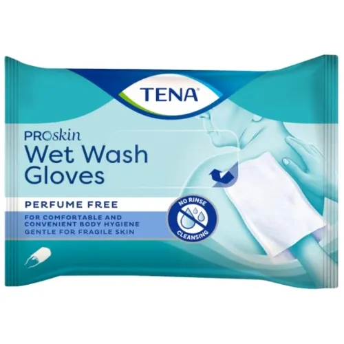 TENA drėgnos prausiamosios pirštinės WET WASH GLOVES, N8