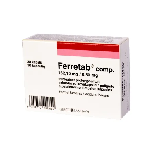 Ferretab comp. pailginto atpalaidavimo kapsulės N30