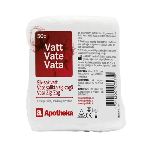 APOTHEKA nesterili medicininė vata, 50g -  