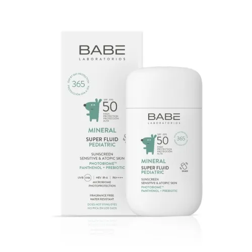 BABÉ MINERAL SUPER FLUID mineralinė apsauga vaikams SPF50, 50ml
