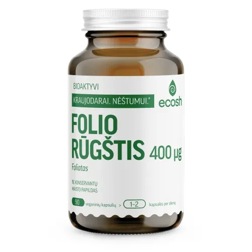 ECOSH bioaktyvi folio rūgštis, foliatas 400µg, 90 kapsulių