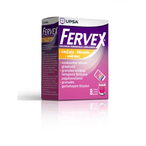 Fervex granulės geriamajam tirpalui vaikams 3g pakeliai N8