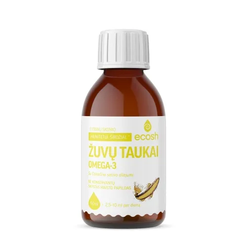 ECOSH žuvų taukai su Camelina sativa aliejumi, citrinų skonio, 150ml