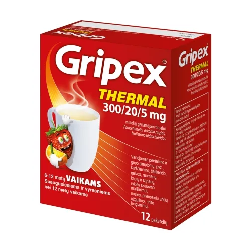 Gripex Thermal 300/20/5mg milteliai geriamam tirpalui N12 -  1