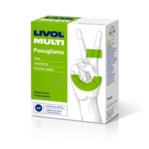 LIVOL MULTI vitaminai paaugliams, kolos sk., 60 tabl.