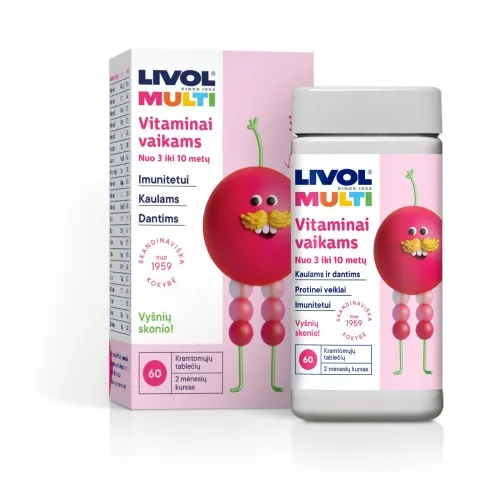 LIVOL MULTI vitaminai vaikams vyšnių sk., 60 tabl.