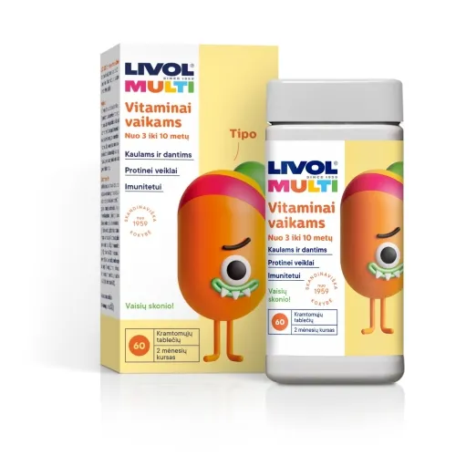LIVOL MULTI vitaminai vaikams vaisių sk., 60 tabl.