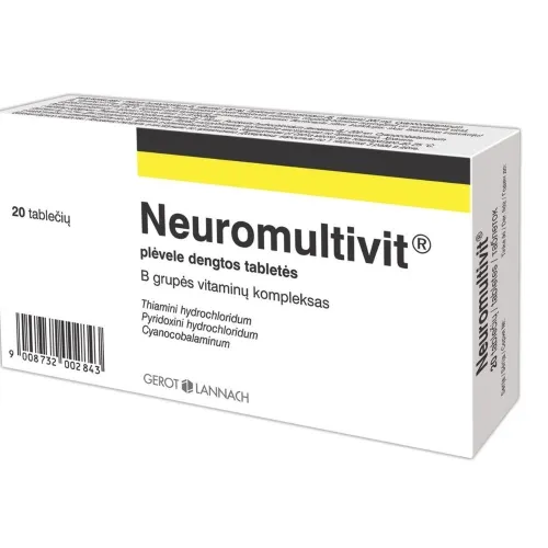 Neuromultivit 100mg/200mg/0.2mg plėvele dengtos tabletės N20