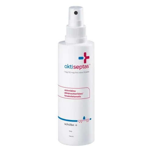 oktiseptas 1mg/20mg/ml odos tirpalas su purškalo pompa 250ml -  1