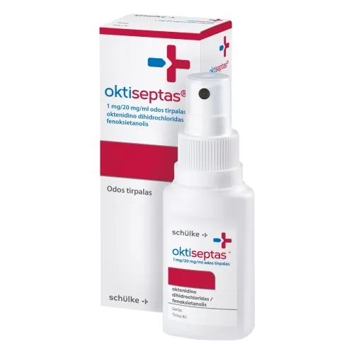 oktiseptas 1mg/20mg/ml odos tirpalas su purškalo pompa 50ml -  1