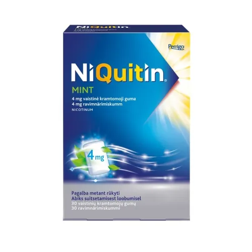 NiQuitin Mint 4mg vaistinė kramtomoji guma N30