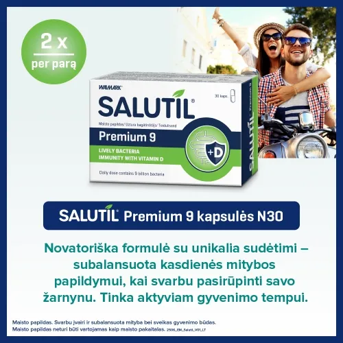 SALUTIL PREMIUM 9 (9 mlrd. Gyvybingųjų bakterijų), 30 kapsulių -  1