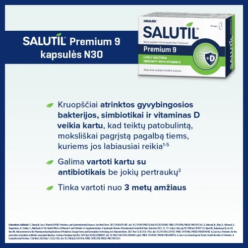 SALUTIL PREMIUM 9 (9 mlrd. Gyvybingųjų bakterijų), 30 kapsulių -  2