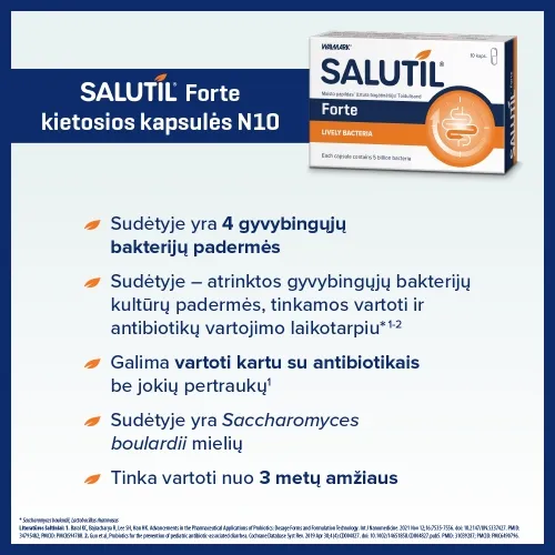 SALUTIL FORTE (5 mlrd. gyvų lakto ir bifido bakterijų), 10 kapsulių -  2