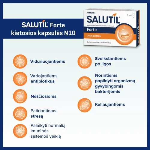 SALUTIL FORTE (5 mlrd. gyvų lakto ir bifido bakterijų), 10 kapsulių -  3