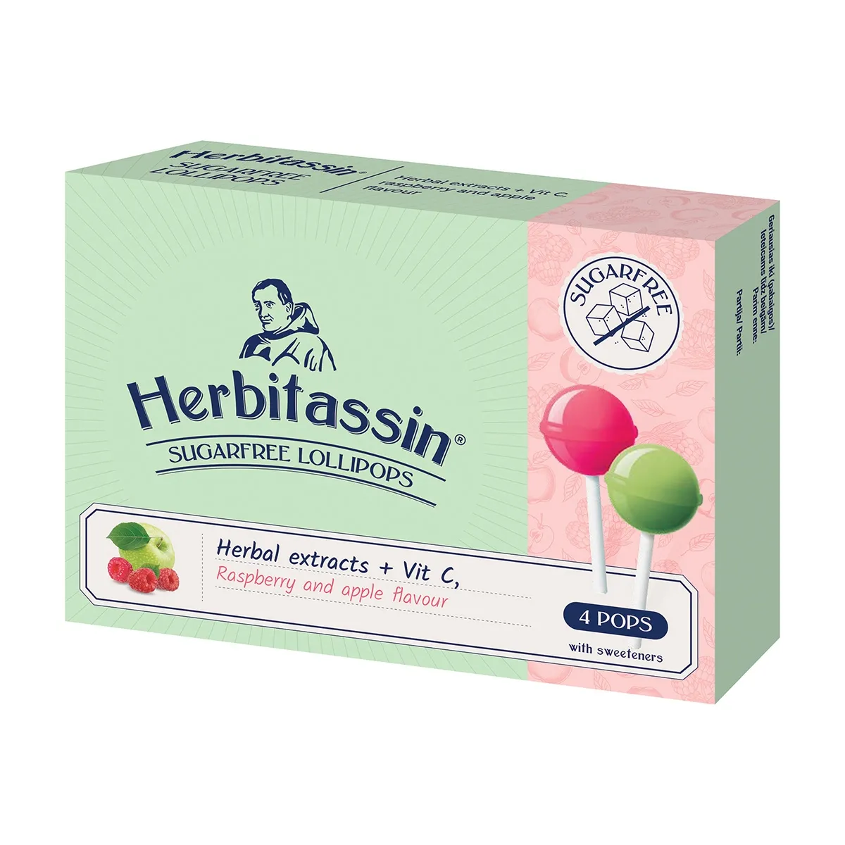 HERBITASSIN ledinukai, aviečių ir obuolių skonio, N4 -  