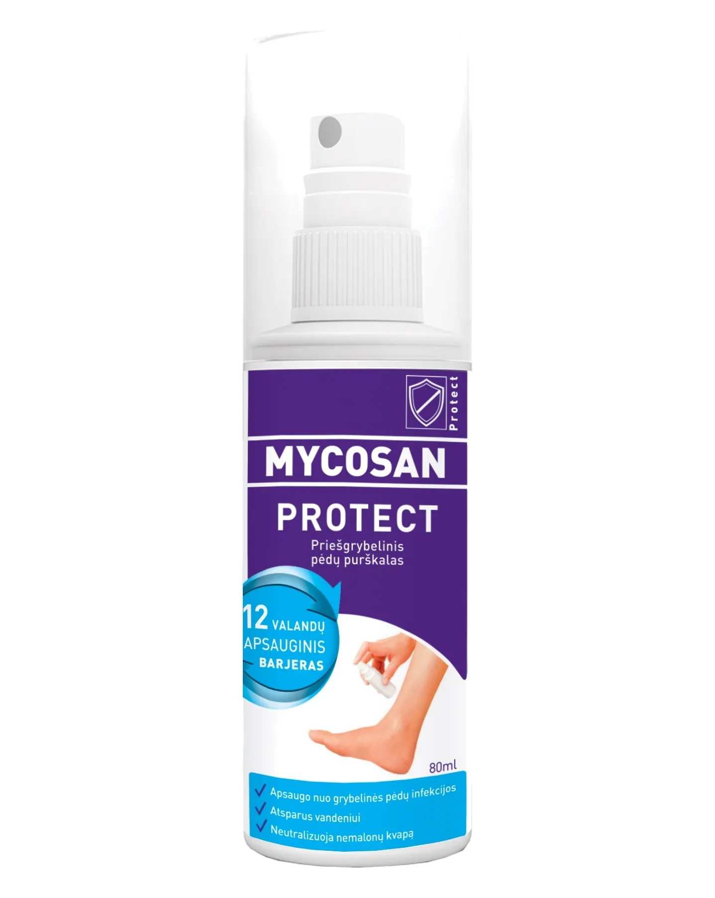 MYCOSAN pėdų purškalas nuo grybelio PROTECT, 80ml -  