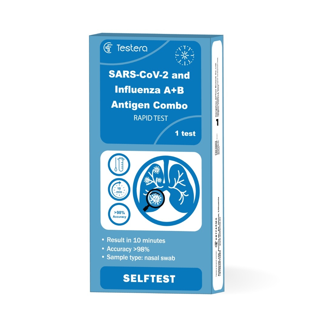 TESTERA SARS-COV-2 ir gripo (A+B) antigenų testas, N1 -  