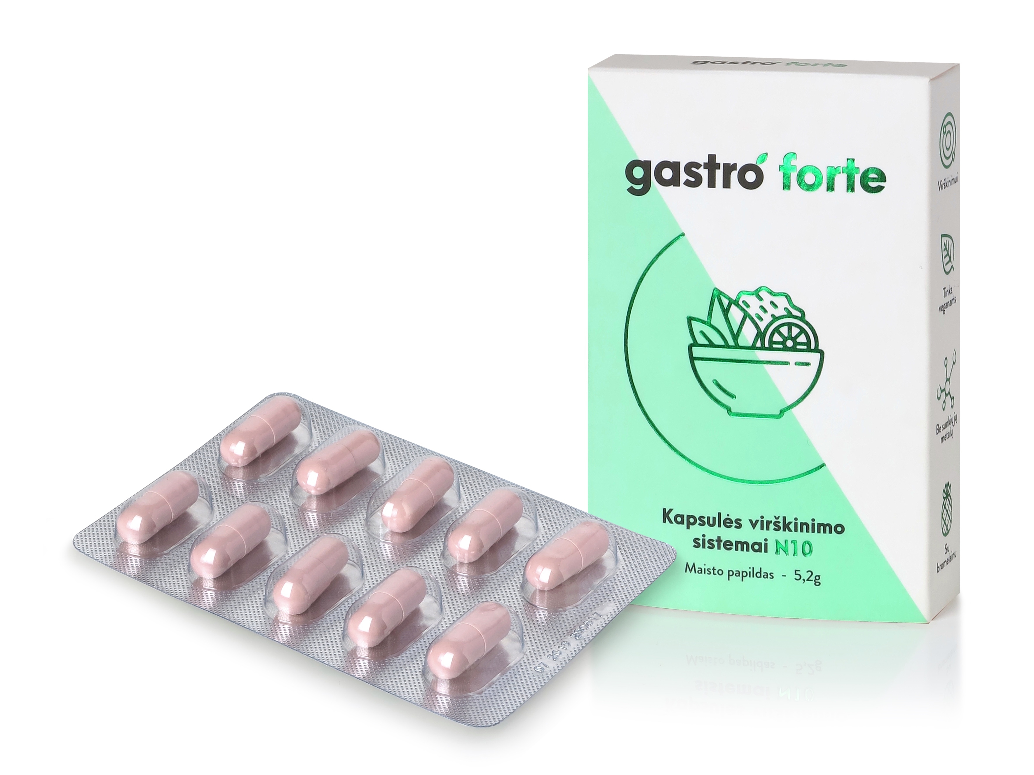 GASTRO kapsulės virškinimo sistemai FORTE, N10 -  