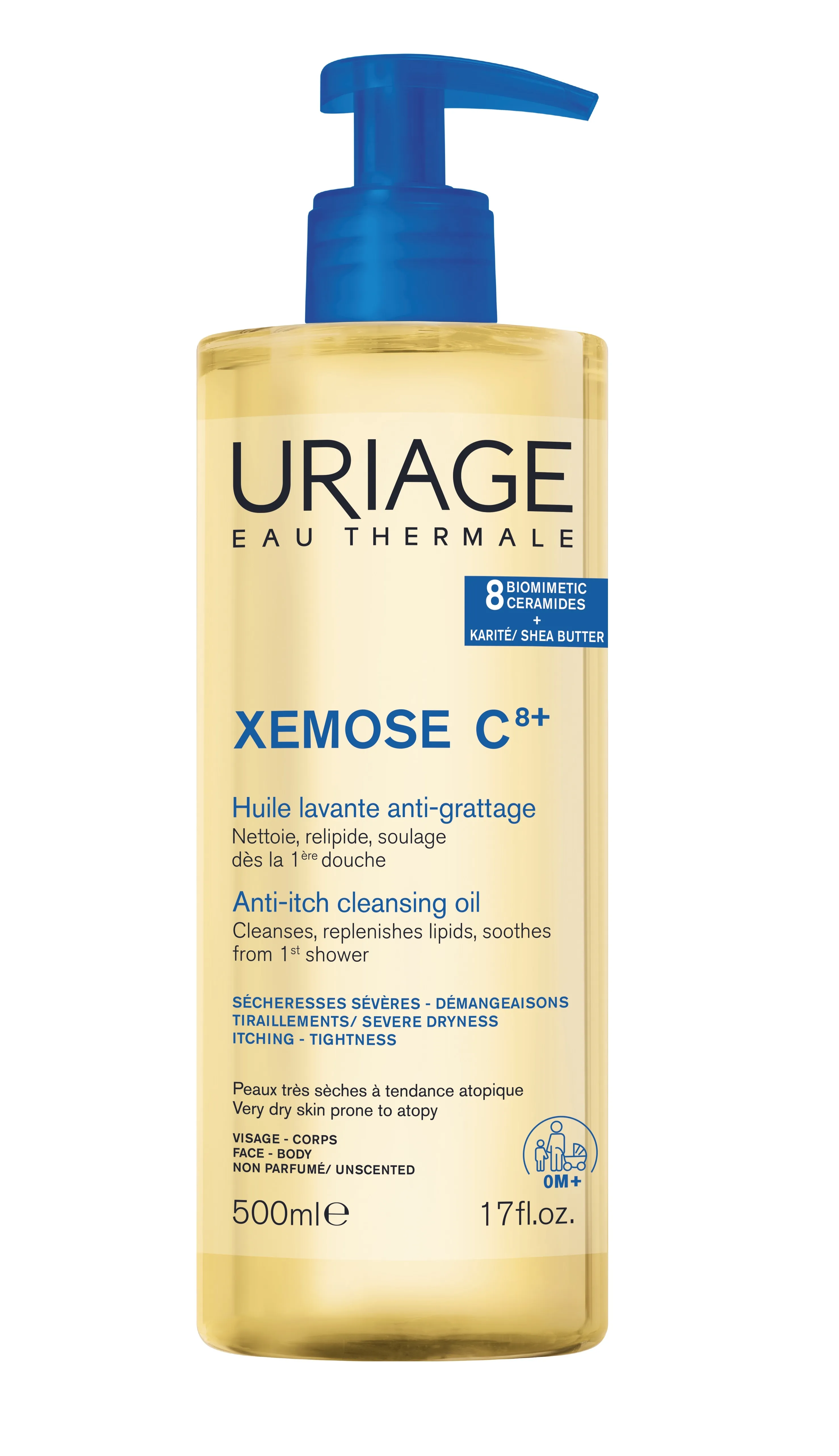 URIAGE aliejinis prausiklis kūnui ir veidui XEMOSE C8+ HUILE, 500ml -  
