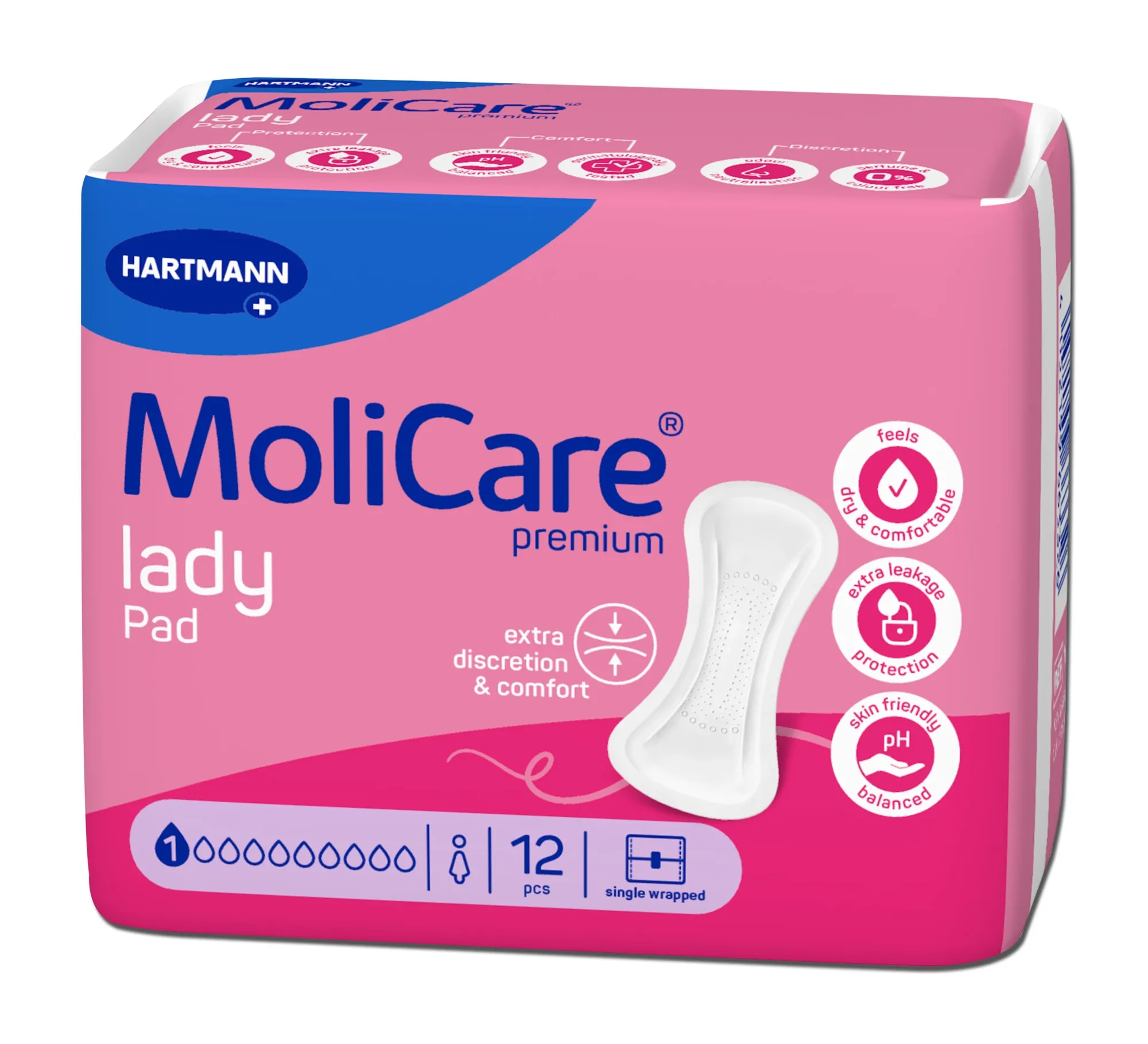 MOLICARE PREMIUM lady pad įklotai, 1 lašas, 12 vnt. -  