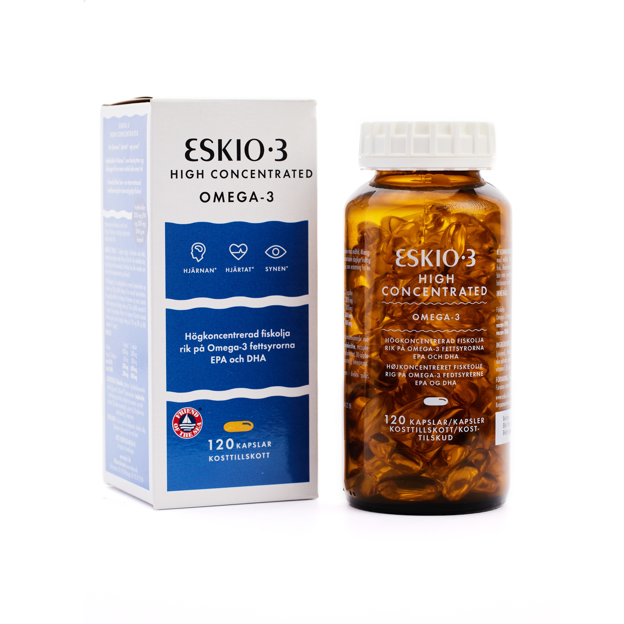 ESKIO-3 žuvų taukai HIGH CONCENTRATED OMEGA-3, 120 kapsulių -  