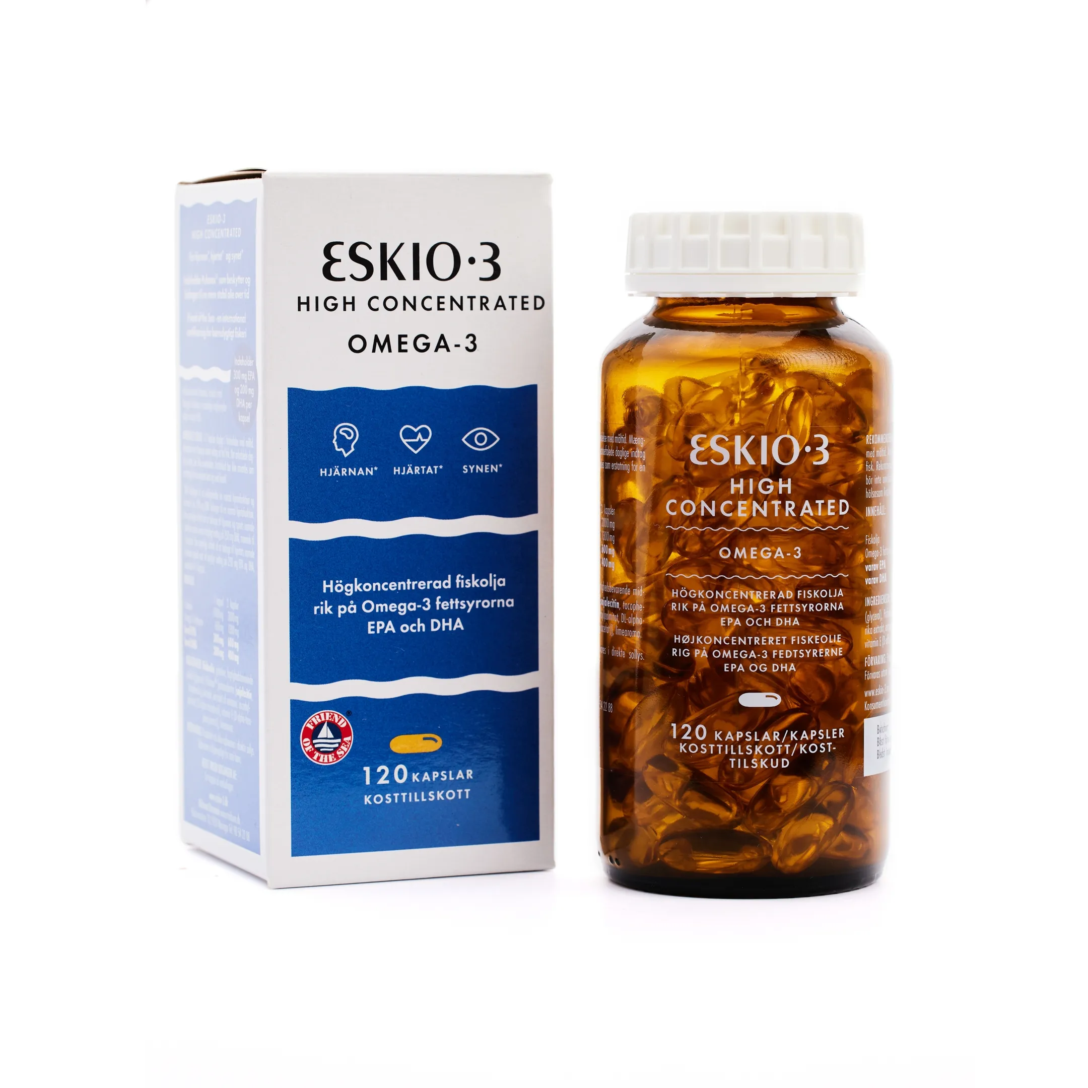 ESKIO-3 žuvų taukai HIGH CONCENTRATED OMEGA-3, 120 kapsulių -  