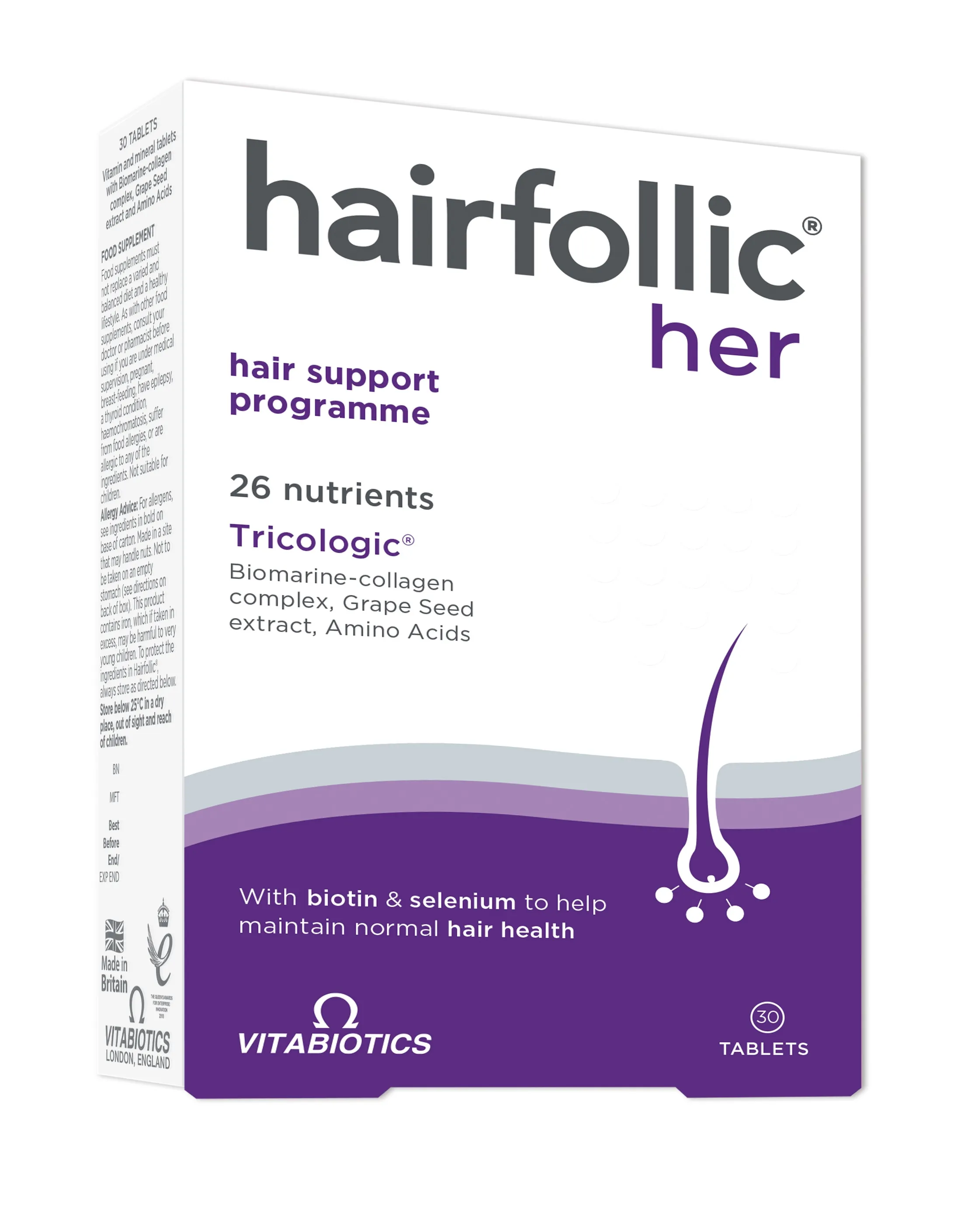 HAIRFOLLIC maisto papildas moterų plaukams WOMAN, 30 tablečių -  