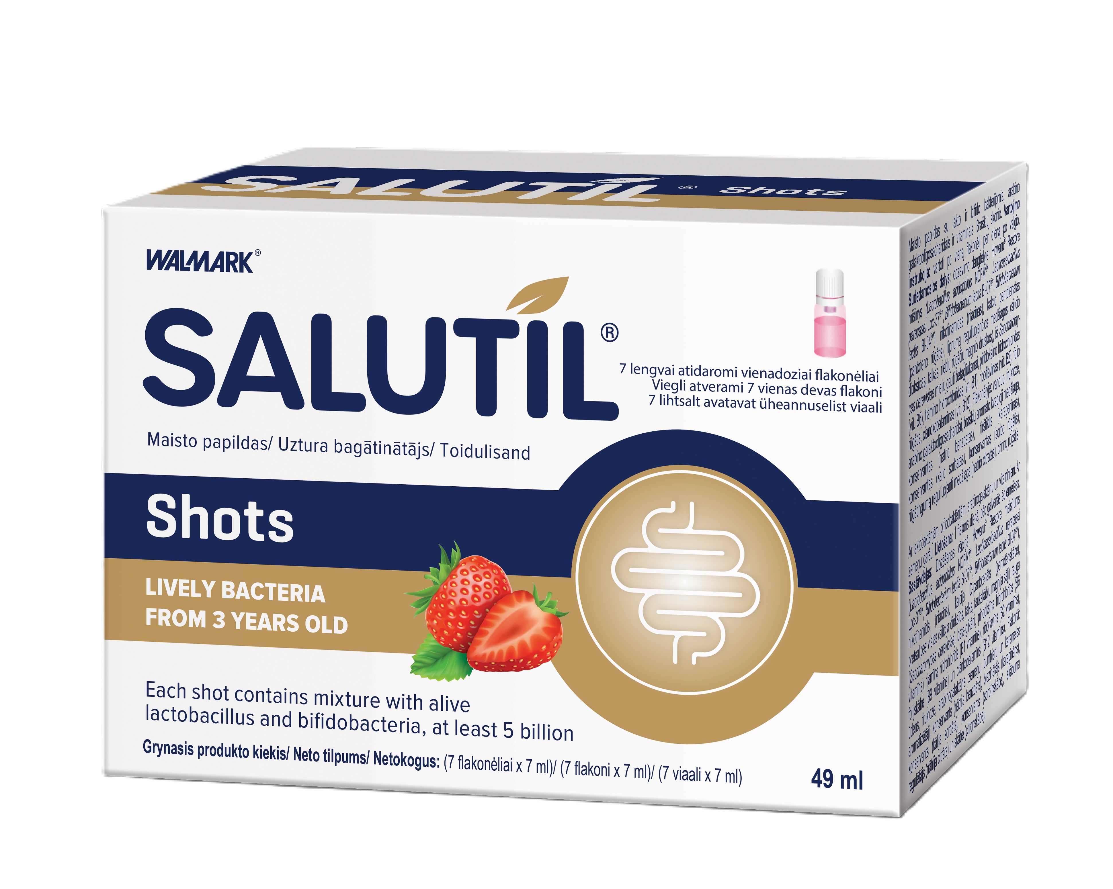 SALUTIL SHOTS (5 mlrd. gyvybingųjų bakterijų), braškių skonio, 7 flak. -  4