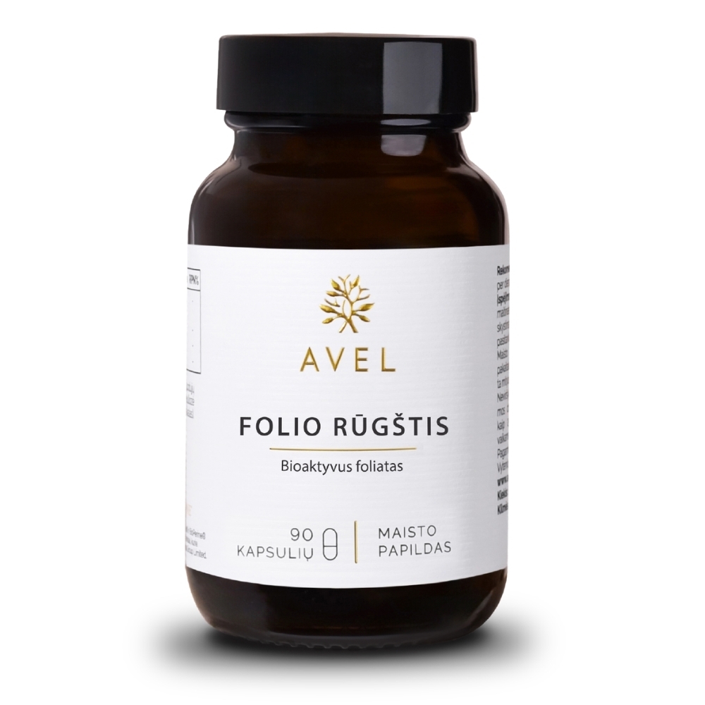 AVEL FOLIO RŪGŠTIS, Bioaktyvus foliatas, 90 kapsulių -  2