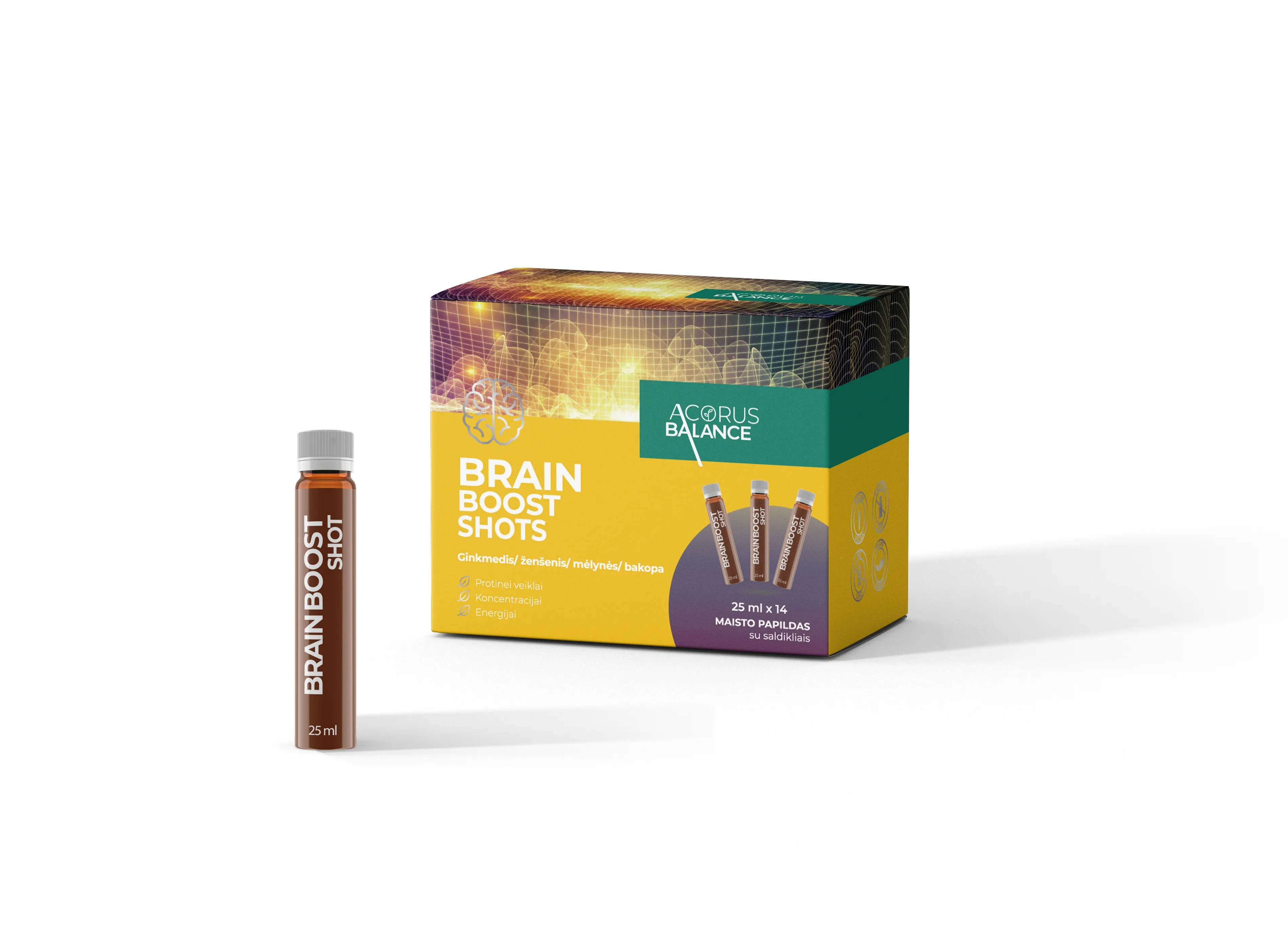 ACORUS BALANCE geriamasis tirpalas BRAIN BOOST SHOTS, 25ml x N14 -  