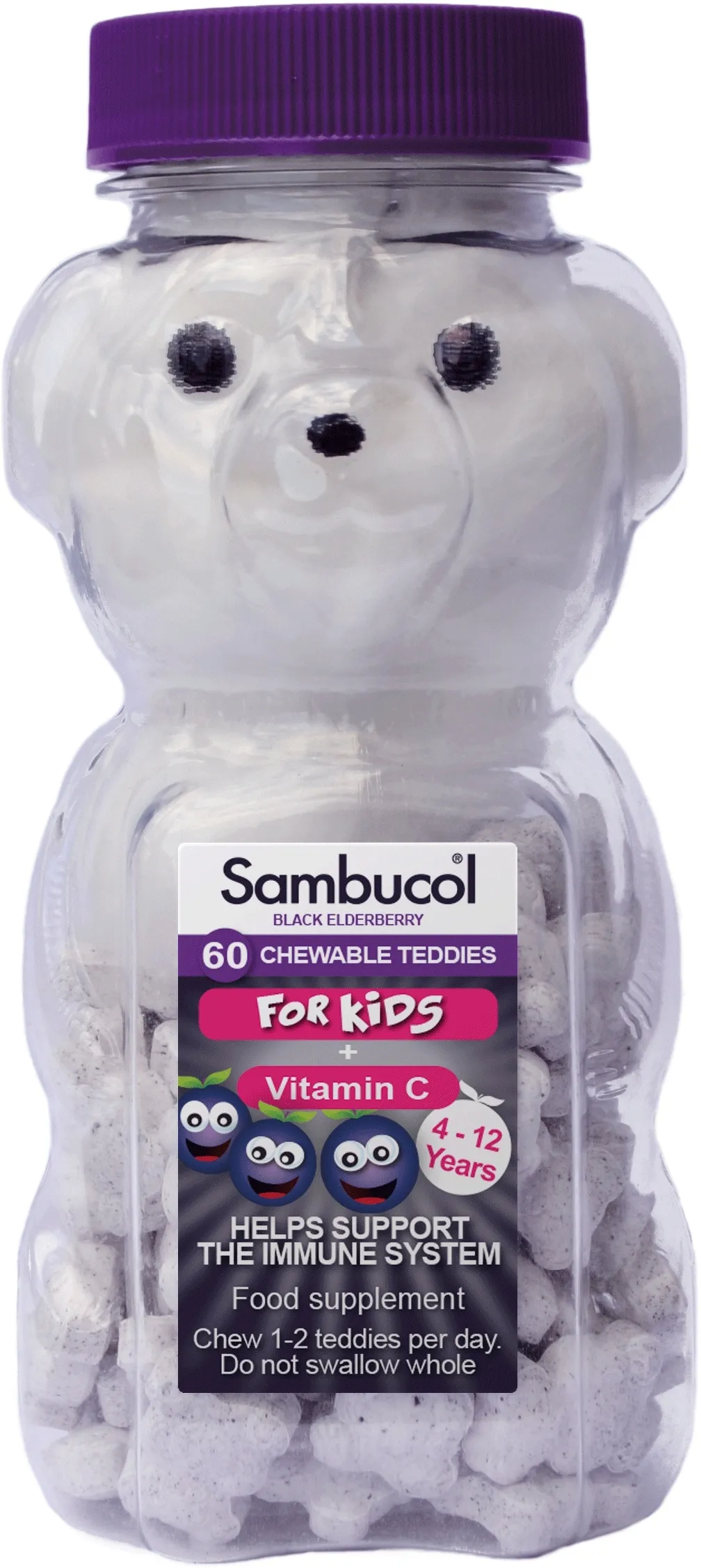 SAMBUCOL kramtomos tabletės BLACK ELDERBERY FOR KIDS, N60 -  