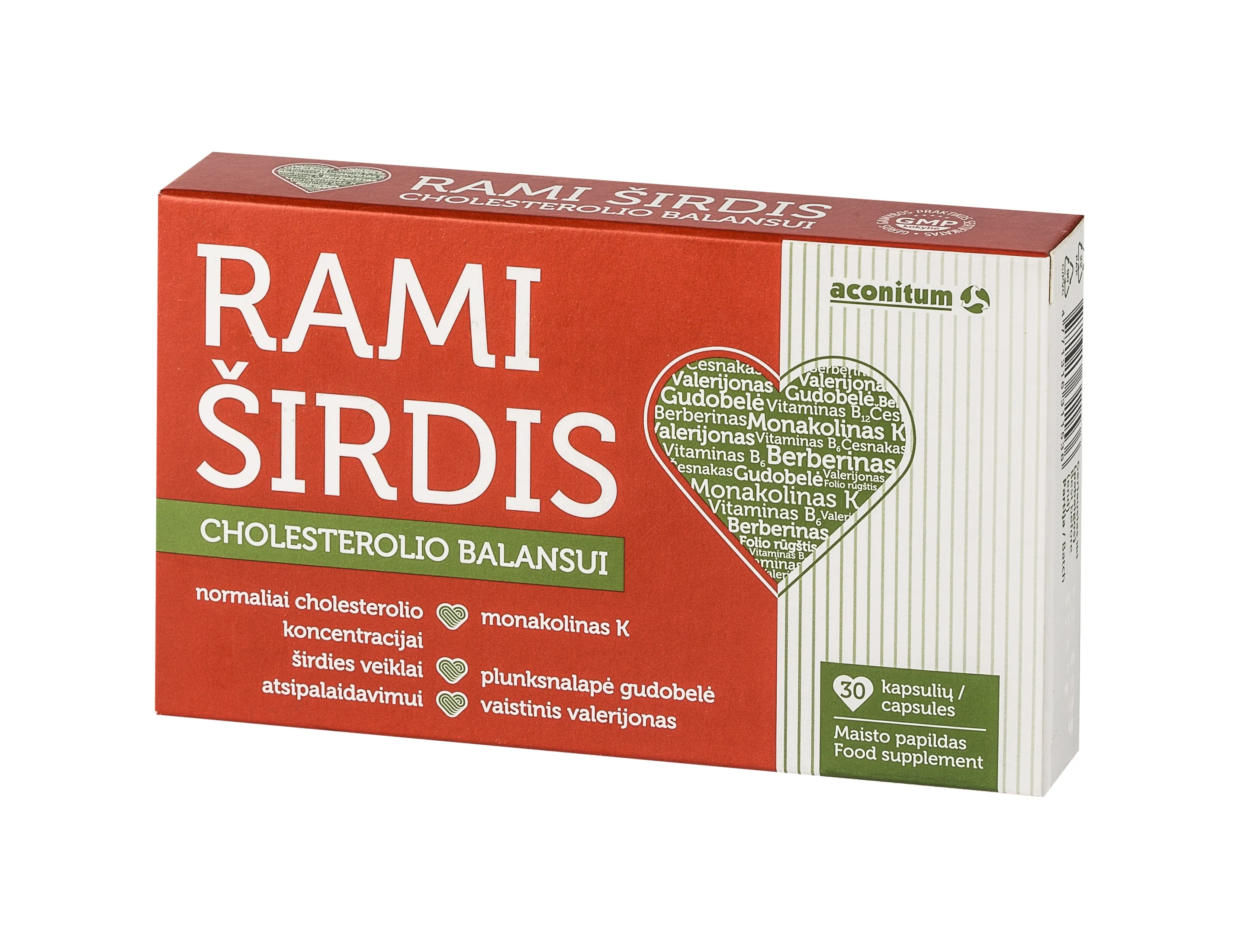 ACONITUM RAMI ŠIRDIS CHOLESTEROLIO BALANSUI, 30 kapsulių -  