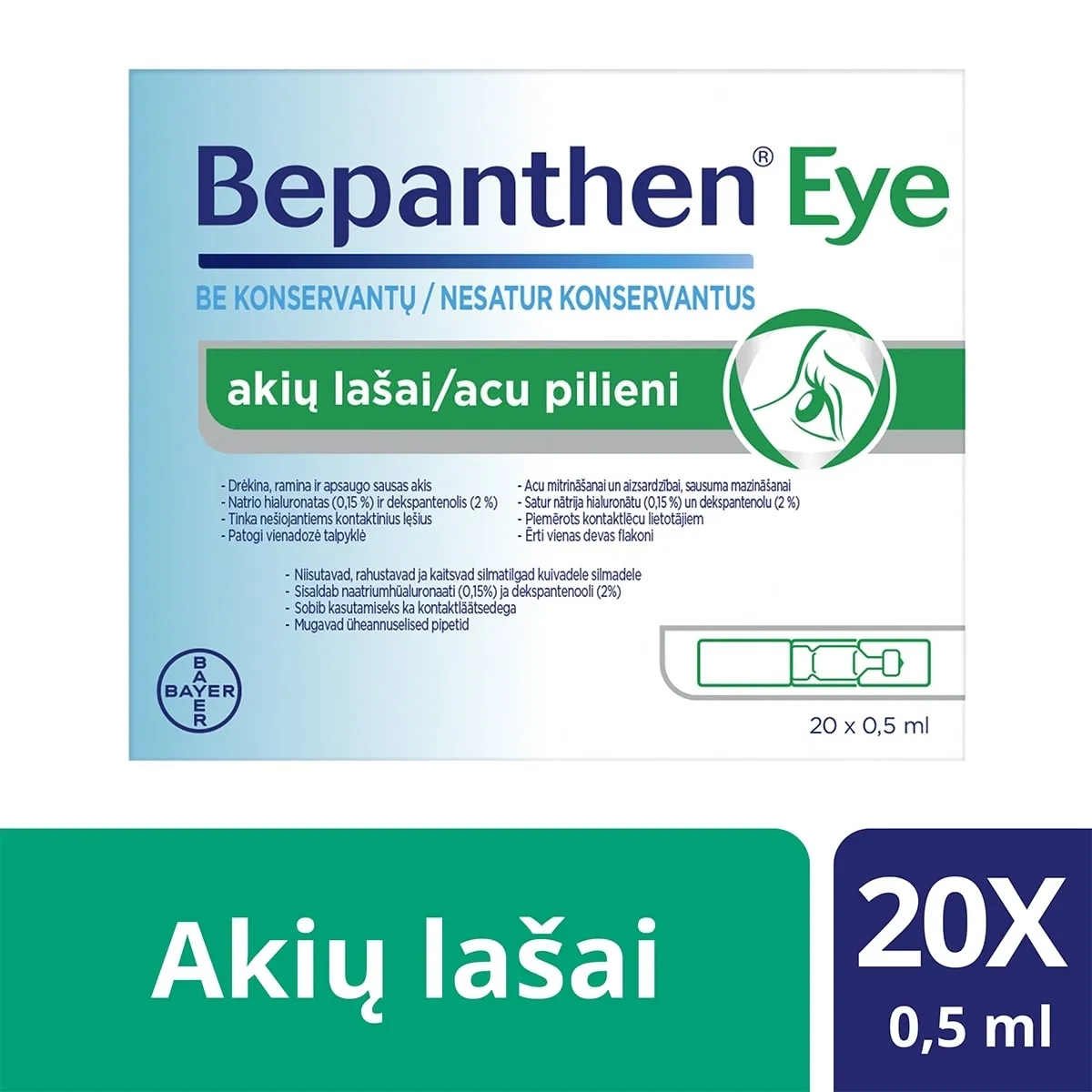 BEPANTHEN® EYE akių lašai, N.20 x 0,5ml -  2