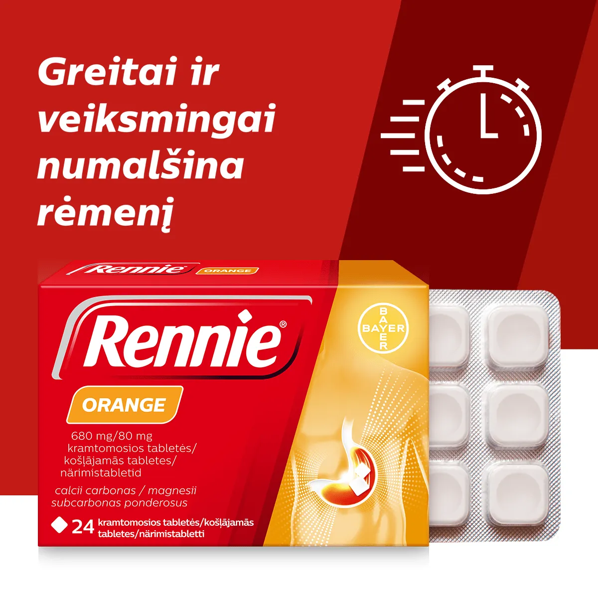 Rennie Orange kramtomosios tabletės N24 -  3