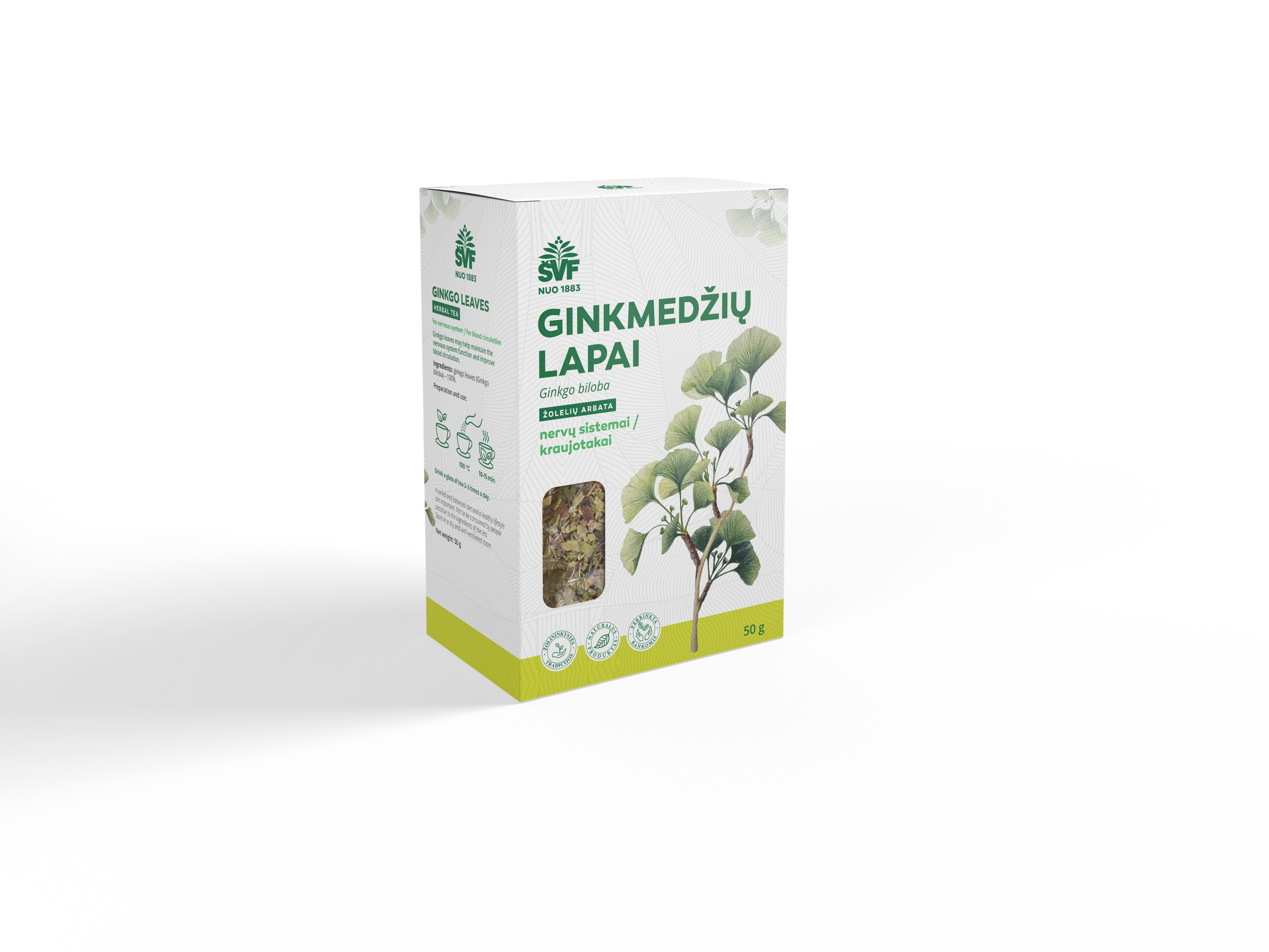 ŠVF žolelių arbata GINKMEDŽIŲ LAPAI, 50g -  