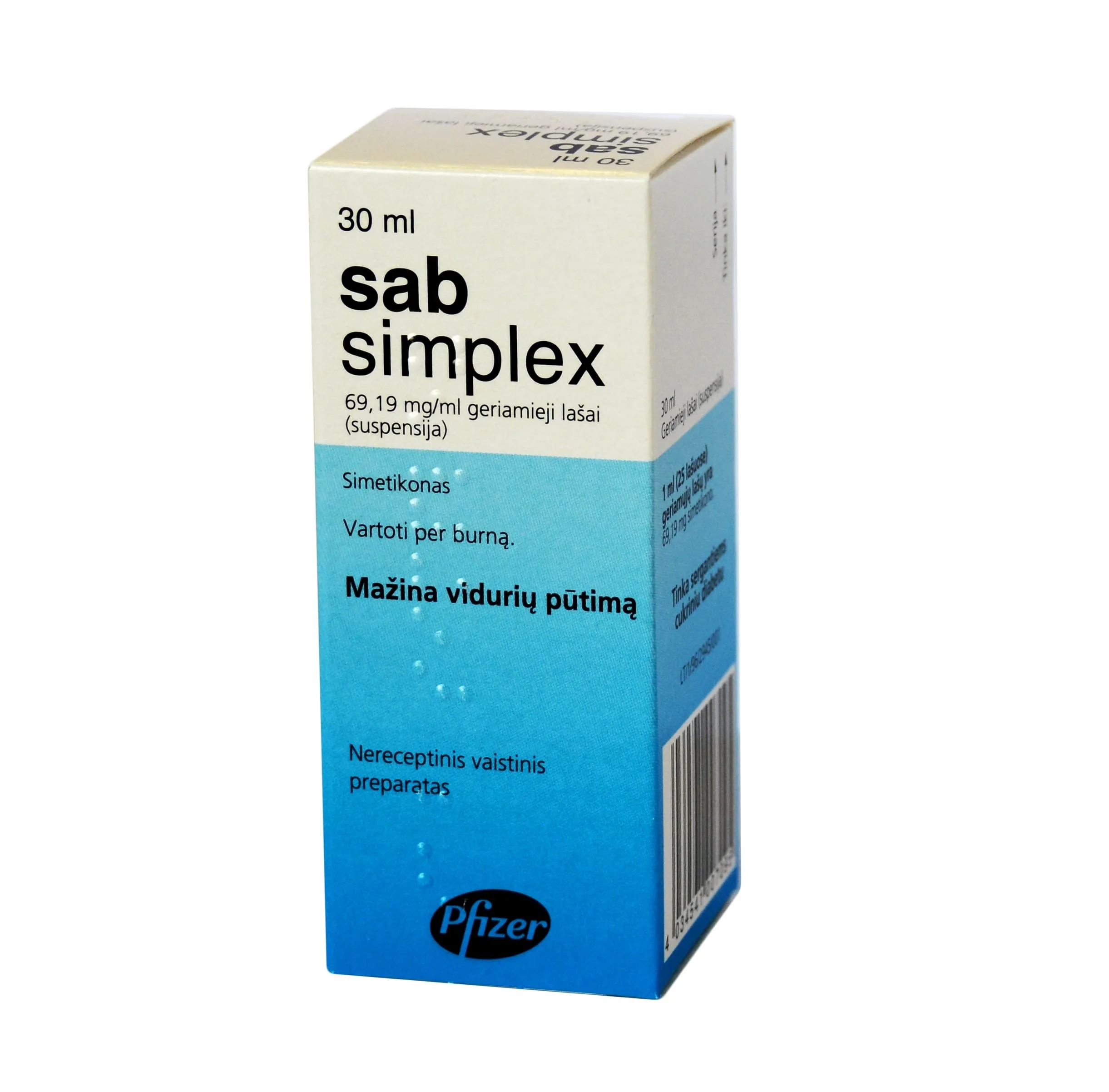 Sab simplex 69.19mg/ml geriamieji lašai, suspensija 30ml -  