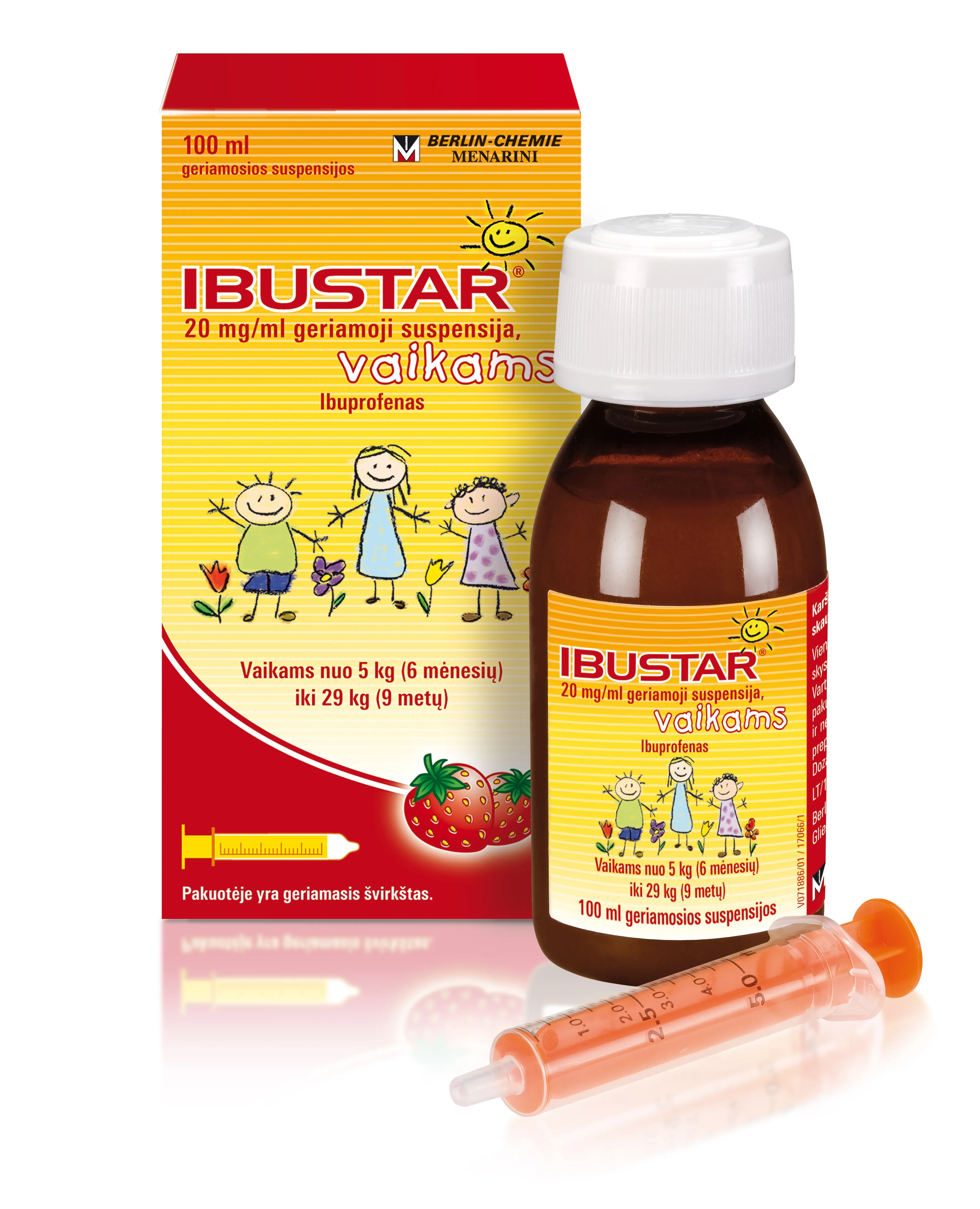 Ibustar vaikams 20mg/ml geriama suspensija 100ml +geriamasis švirkštas -  
