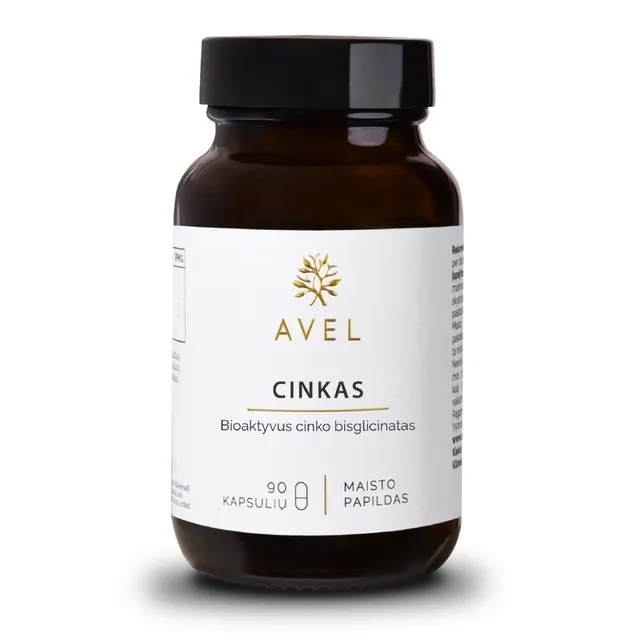 AVEL BIOAKTYVUS CINKO BISGLICINATAS, 90 kapsulių -  1