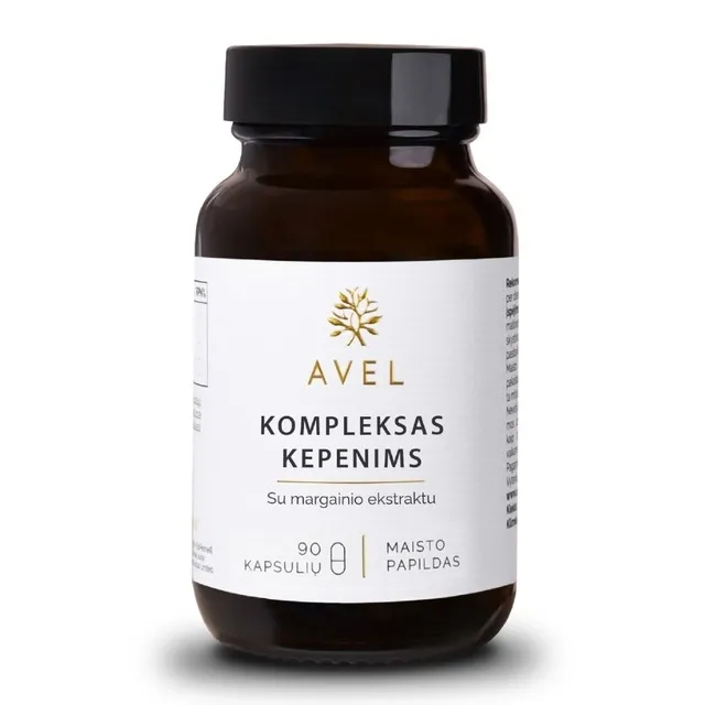 AVEL KOMPLEKSAS KEPENIMS, Su margainio ekstraktu, 90 kapsulių -  2